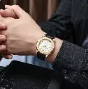 Montre-bracelet de sport à quartz pour homme, bracelet en cuir, décontracté, élégant