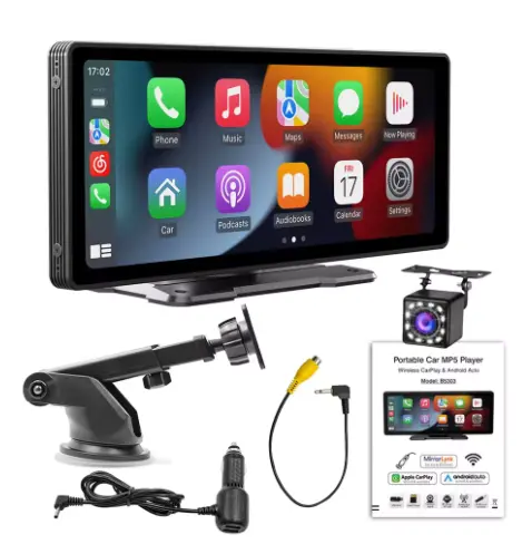 Lecteur vidéo Carplay sans fil pour Apple ou Android, écran universel de 10.26 ", limitation de l'autoradio, WiFi