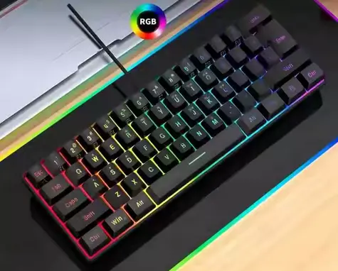 Clavier de jeu filaire ultra spirit, rétroéclairage RVB, mini clavier, étanche, petit spirit, 61 touches,