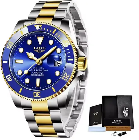 LIGE-Montre de plongée étanche pour homme