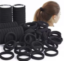 Ensemble d'élastiques à cheveux noirs pour filles, bandes de cheveux décoratives, accessoires pour cheveux, cadeau de vacances pour enfants, 50-1000 pièces