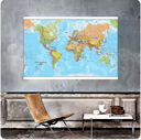 Affiche murale détaillée de la carte du monde, toile imprimée transparente, décoration d'intérieur, fournitures scolaires, chambre, 150x100cm