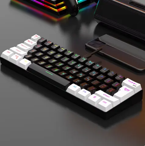 Clavier de jeu filaire ultra spirit, rétroéclairage RVB, mini clavier, étanche, petit spirit, 61 touches,