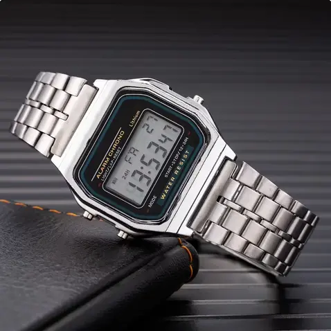 Montres numériques en acier inoxydable, UNISEXE