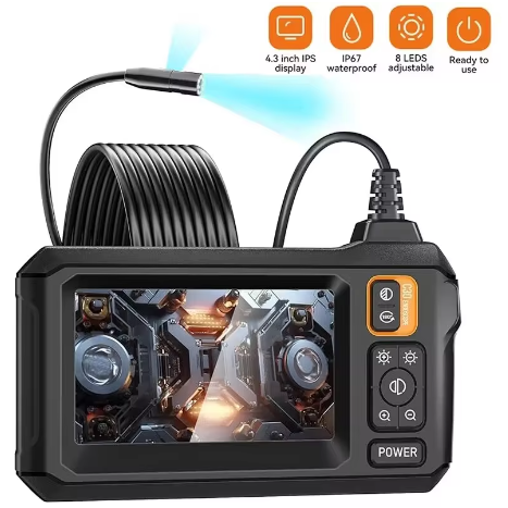 Caméra endoscopique industrielle HD1080P, 8mm, écran IPS 4.3 pouces, 1080P, pour inspection de tuyaux, réparation automobile, étanchéité IP67, 8 LED