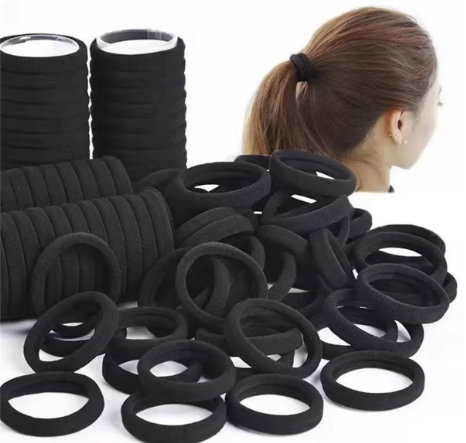 Ensemble d'élastiques à cheveux noirs pour filles, bandes de cheveux décoratives, accessoires pour cheveux, cadeau de vacances pour enfants, 50-1000 pièces